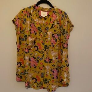 Maeve Anthropologie Raffine Yellow Floral Top